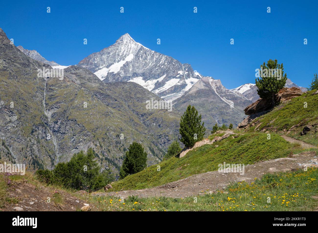 Die Walliser alpen - Weisshorn, über dem Mattertal Stockfoto