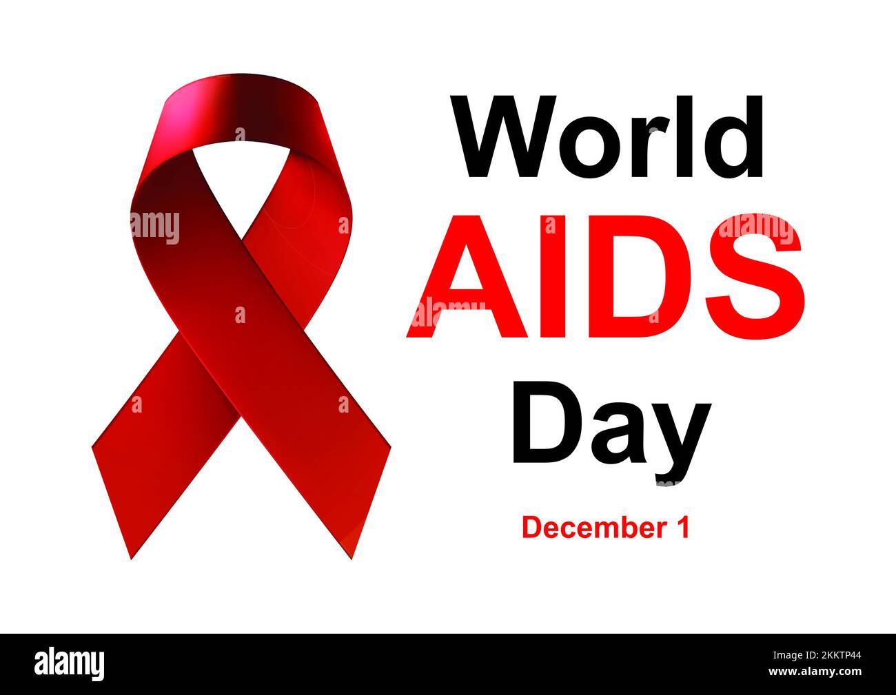 Welt-Aids-Tag, 1. Dezember, internationaler Tag, Sensibilisierung, AIDS-Pandemie, HIV-Infektion, Begrüßung, Illustration, weißer Hintergrund Stockfoto