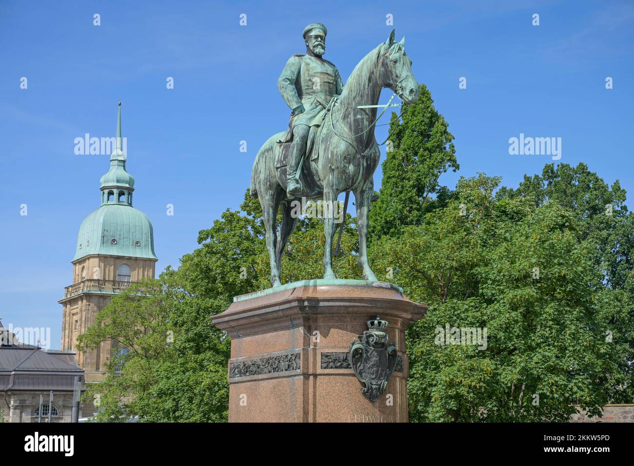 Reitdenkmal Großherzog Ludwig IV., Friedensplatz, Darmstadt, Hessen, Deutschland, Europa Stockfoto