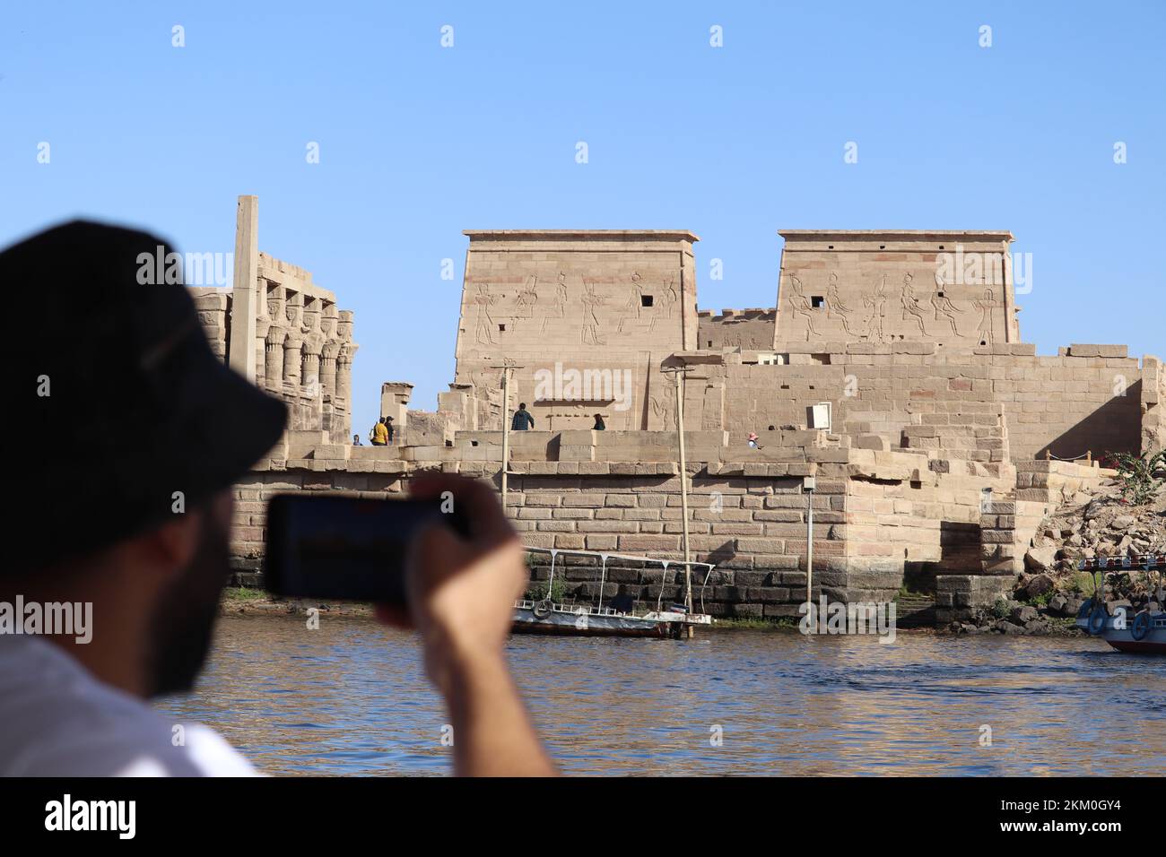 Philae-Tempel (Isis-Tempel) auf der Insel Agilika in Assuan, Ägypten Stockfoto