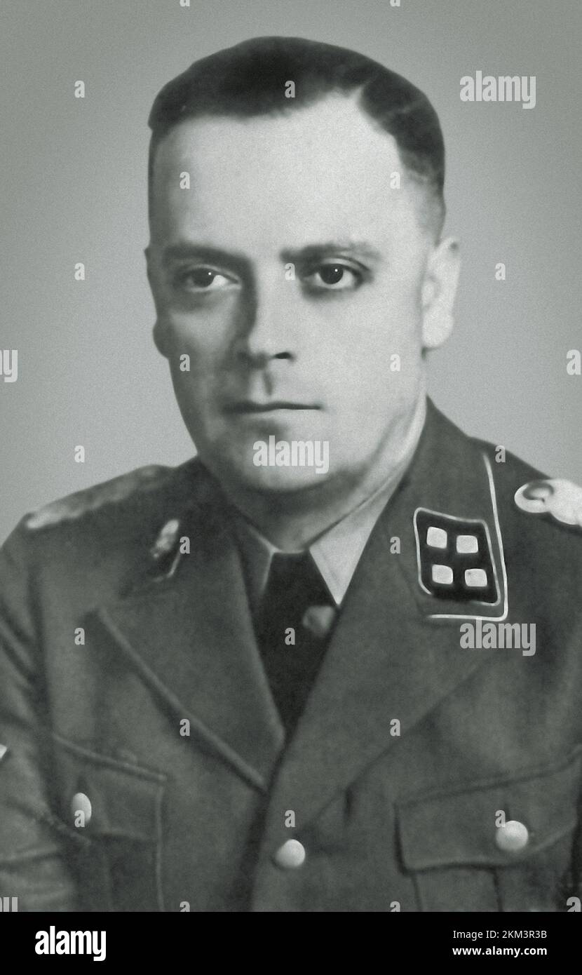 DEUTSCHLAND - ca. 1940 - SS-Sturmbannführer Arthur Liebehenschel ( 1901-1948 ), Befehlshaber des Konzentrationslagers Auschwitz vom 01. Dezember 1943 bis Stockfoto