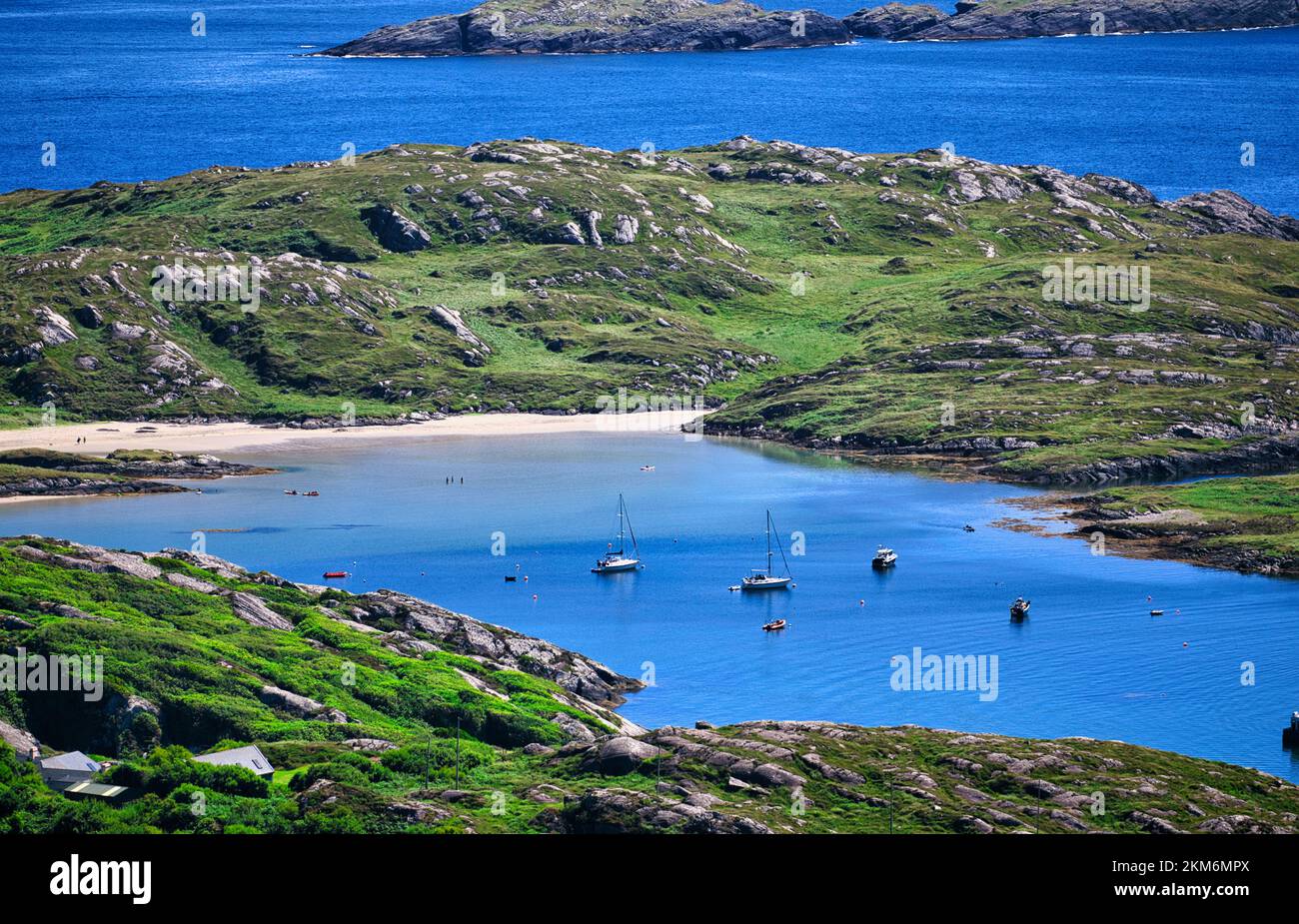 Derrynane Bay von oben, Iveragh Halbinsel, County Kerry, Irland Stockfoto