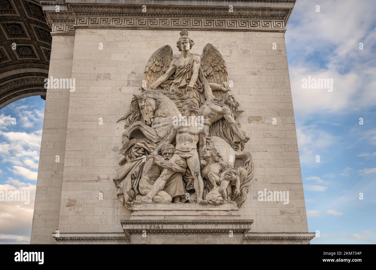 Statue Details La Résistance de 1814 des Arc de Triomphe de l'Etoile, Paris, Frankreich Stockfoto