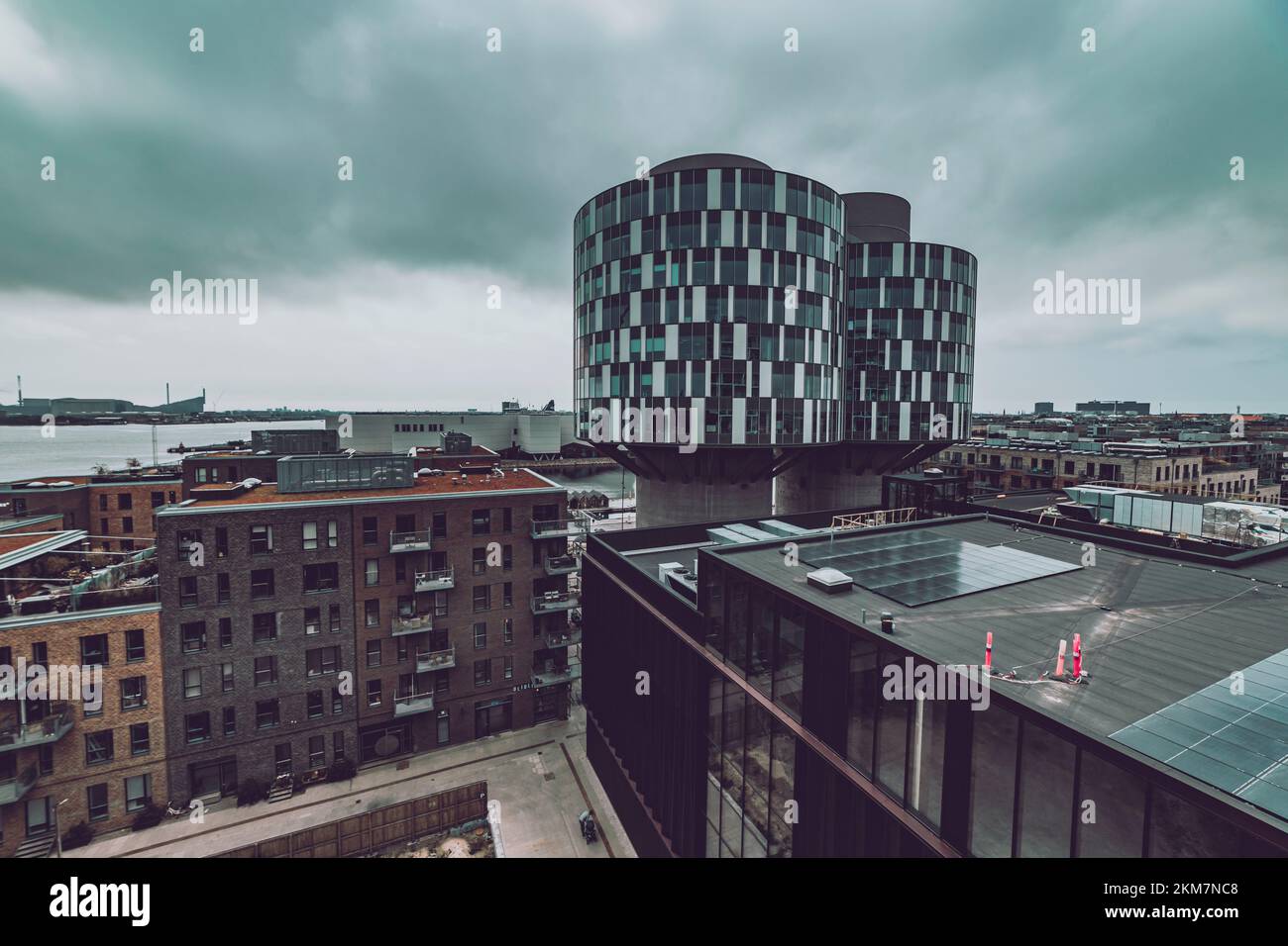 Moderne Architektur in Kopenhagen, Blick vom Dach Stockfoto