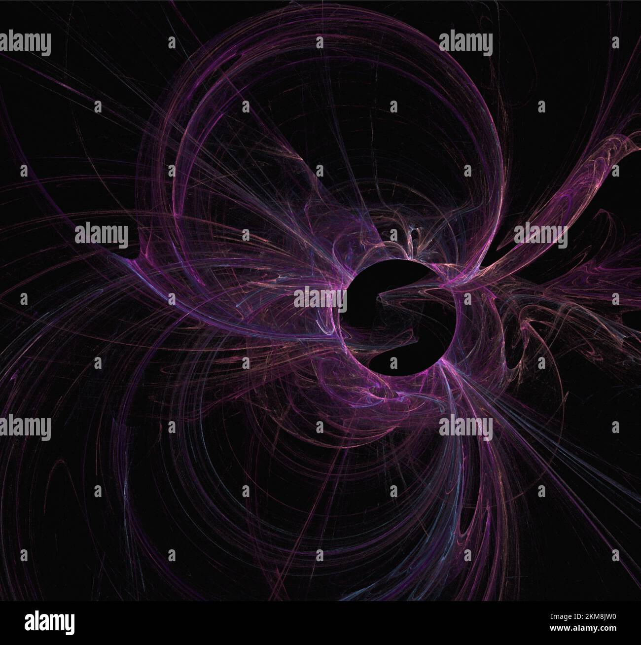 Raum Fantasie Illustration des lila Planetensystem auf dunklen Raum Hintergrund, Kunst, Design Stockfoto