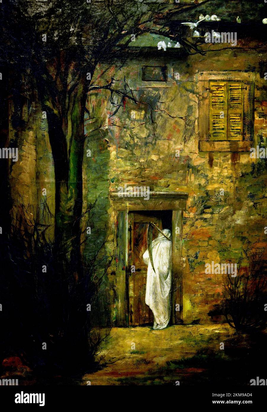 Death on a Visit, 1904, von Dominique lang (1874–1919) Luxemburg ( der Mann mit der Scythe) Stockfoto