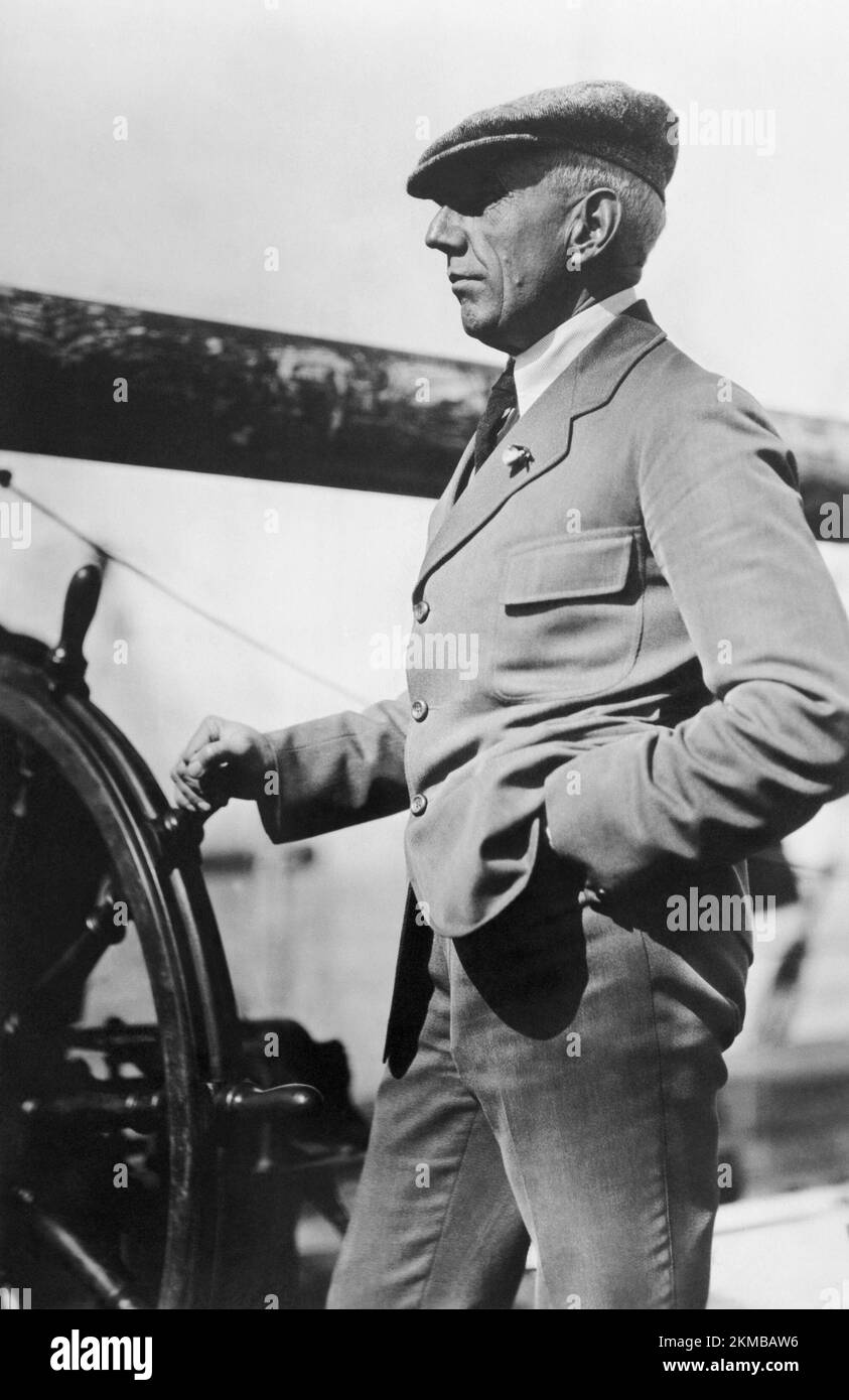 Ein Porträtfoto von Roald Amundsen. 1920. Stockfoto