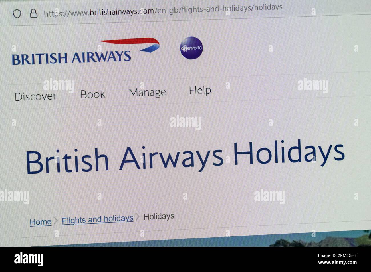 British Airways website Stockfoto
