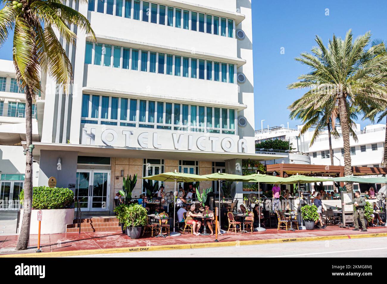 Miami Beach Florida, South Beach Art Deco District Ocean Drive, Hotel Victor Restaurant Restaurants Essen Essen Essen in ungezwungener Atmosphäre Cafés Bistro bin Stockfoto