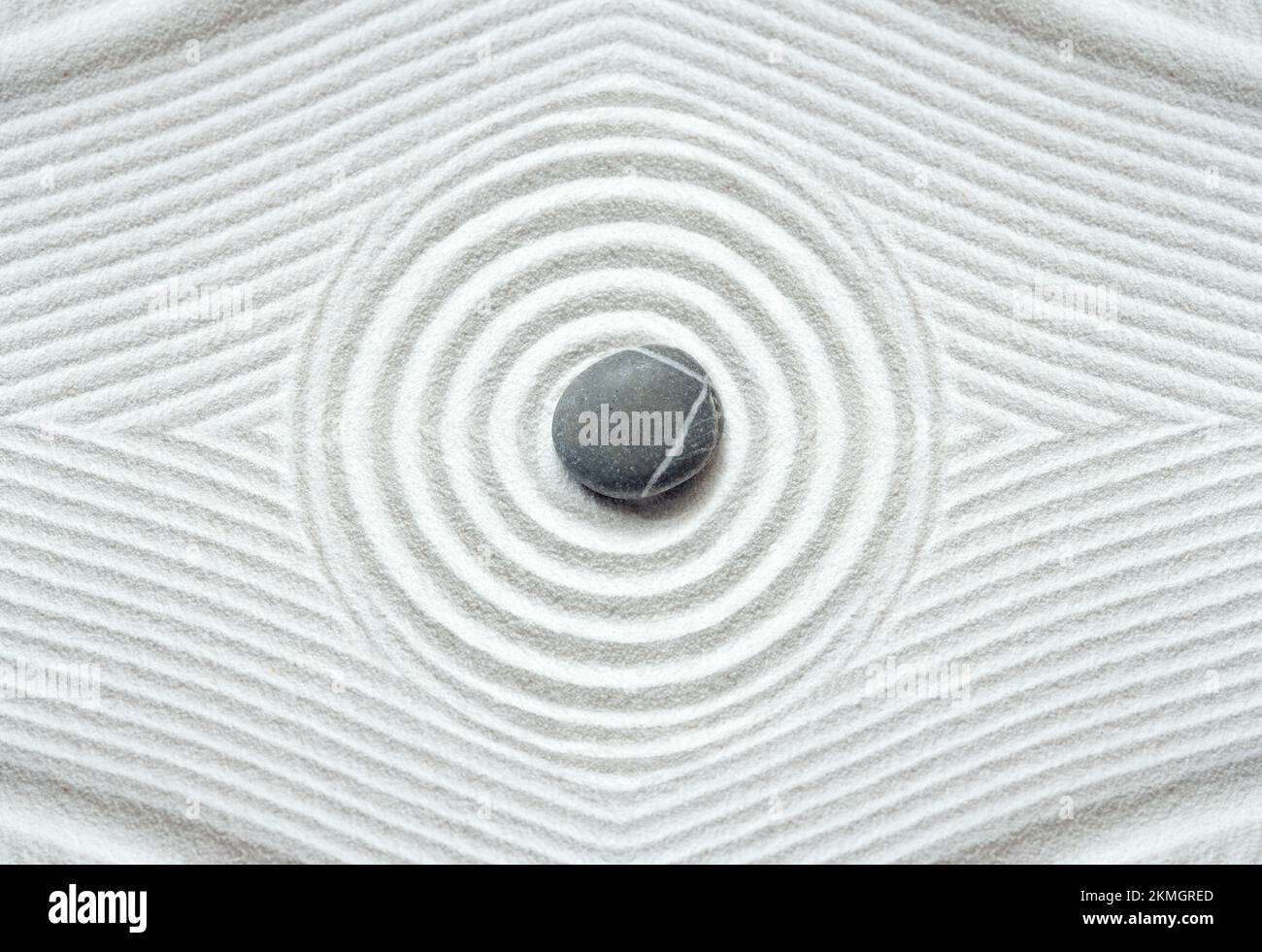 Zen Muster im weissen Sand Stockfoto