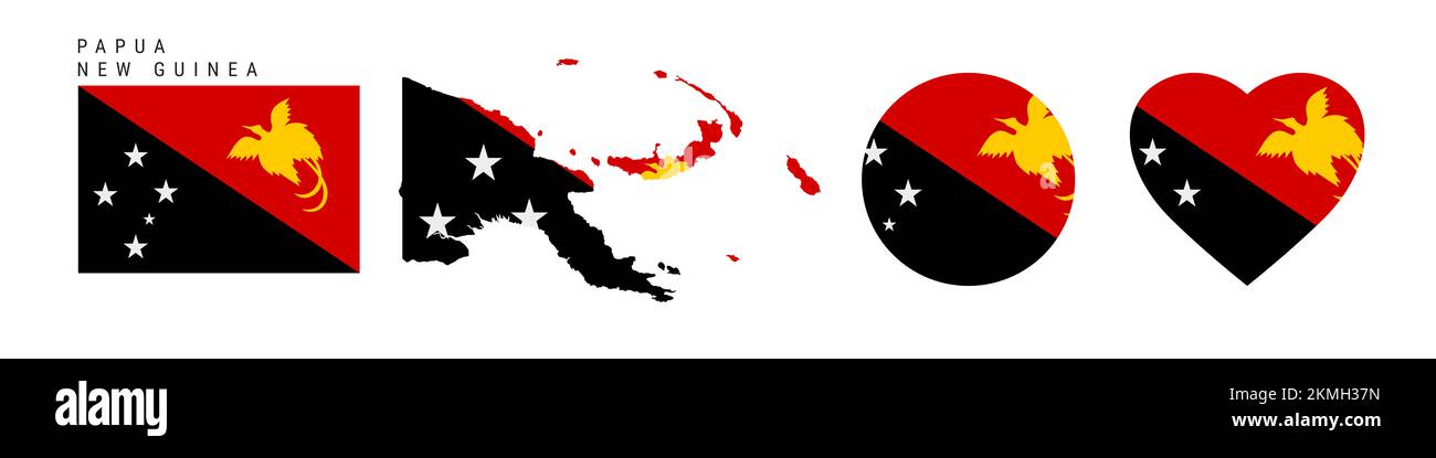 Symbolgruppe für Flaggen von PapuaNeuguinea. PNGWimpel in offiziellen