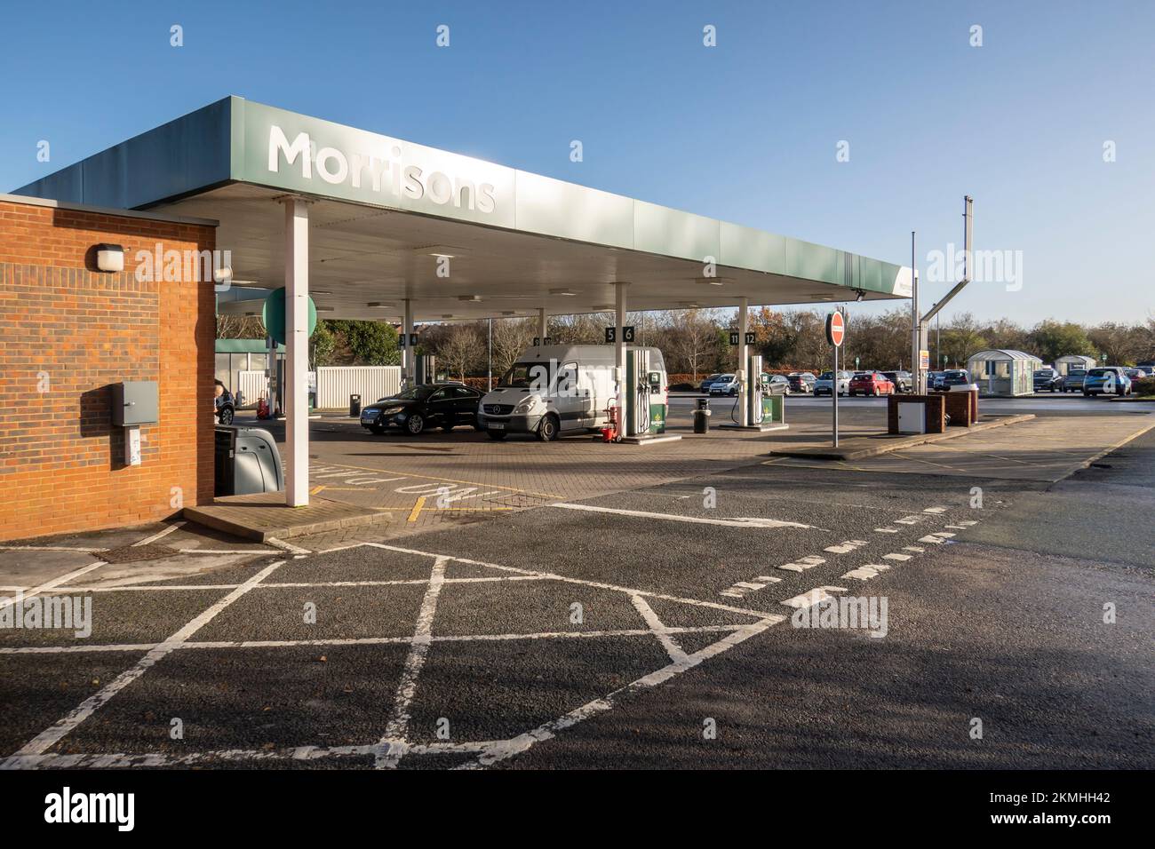 Newcastle-under-Lyme, Staffordshire-Vereinigtes Königreich 25. November 2022, Morrison Benzin- und Dieselstation, einer der führenden Lieferanten von Kraftstoff für lokale Stockfoto