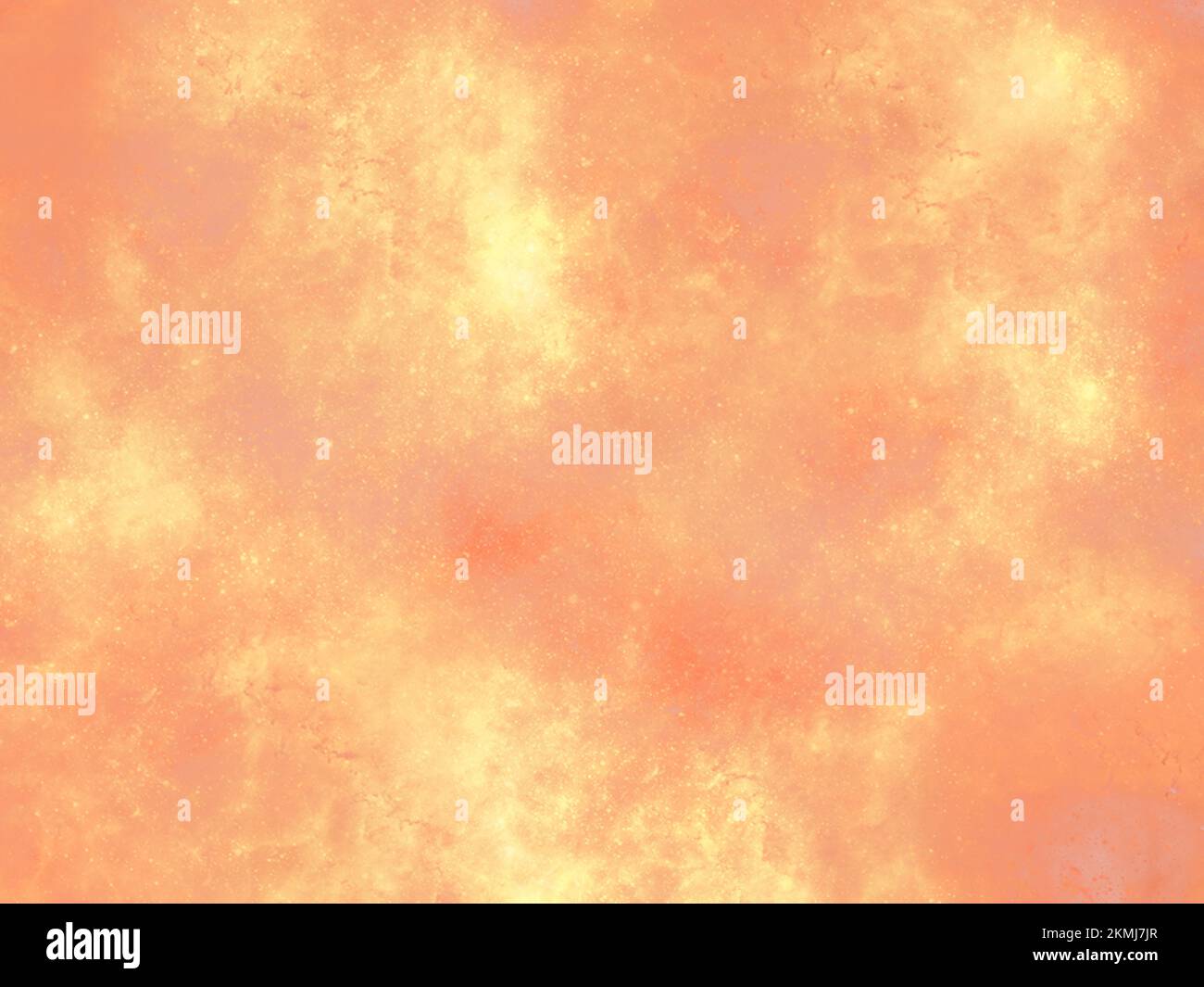 Kosmisch abstrakter orangefarbener Hintergrund, der farbigen Staub, Farbspritzer imitiert Stockfoto