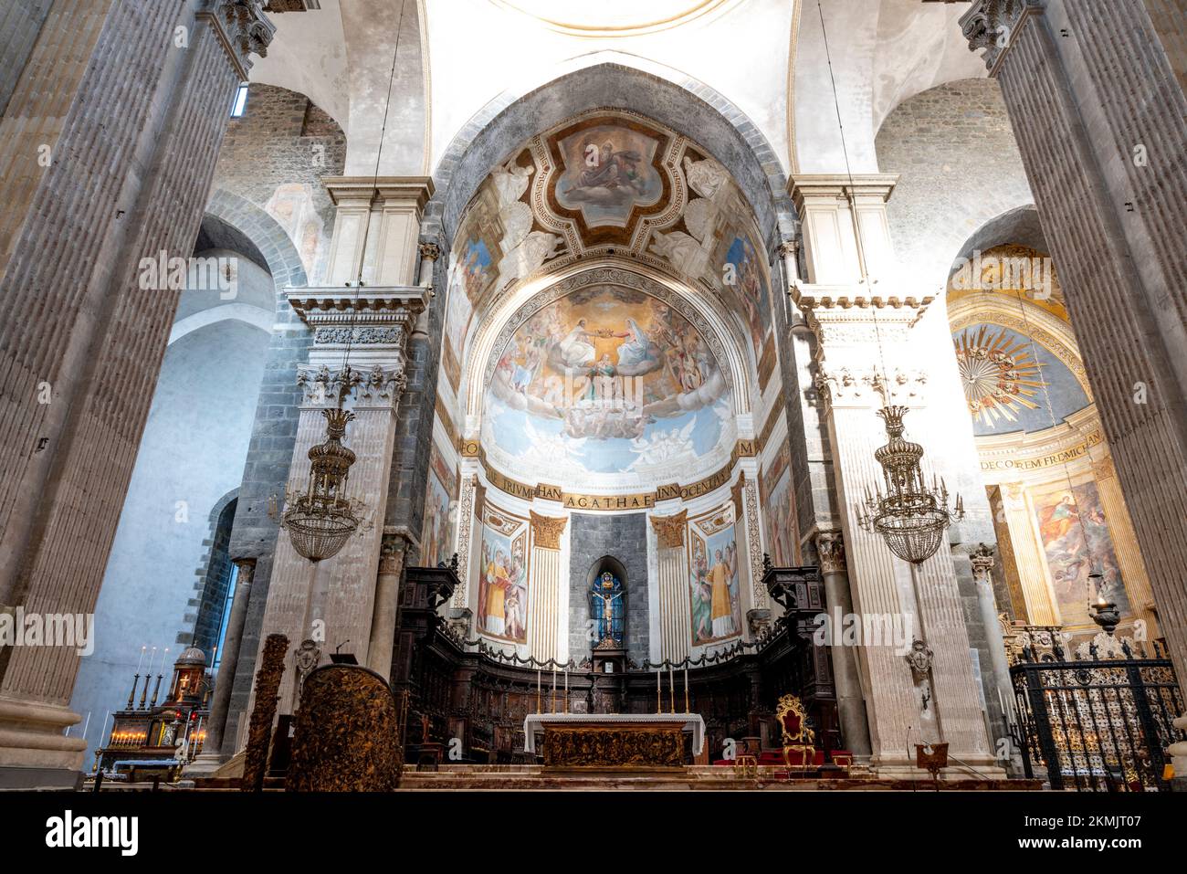 Das Innere der Kathedrale von Sant'Agata, Catania, Sizilien, Italien. Stockfoto