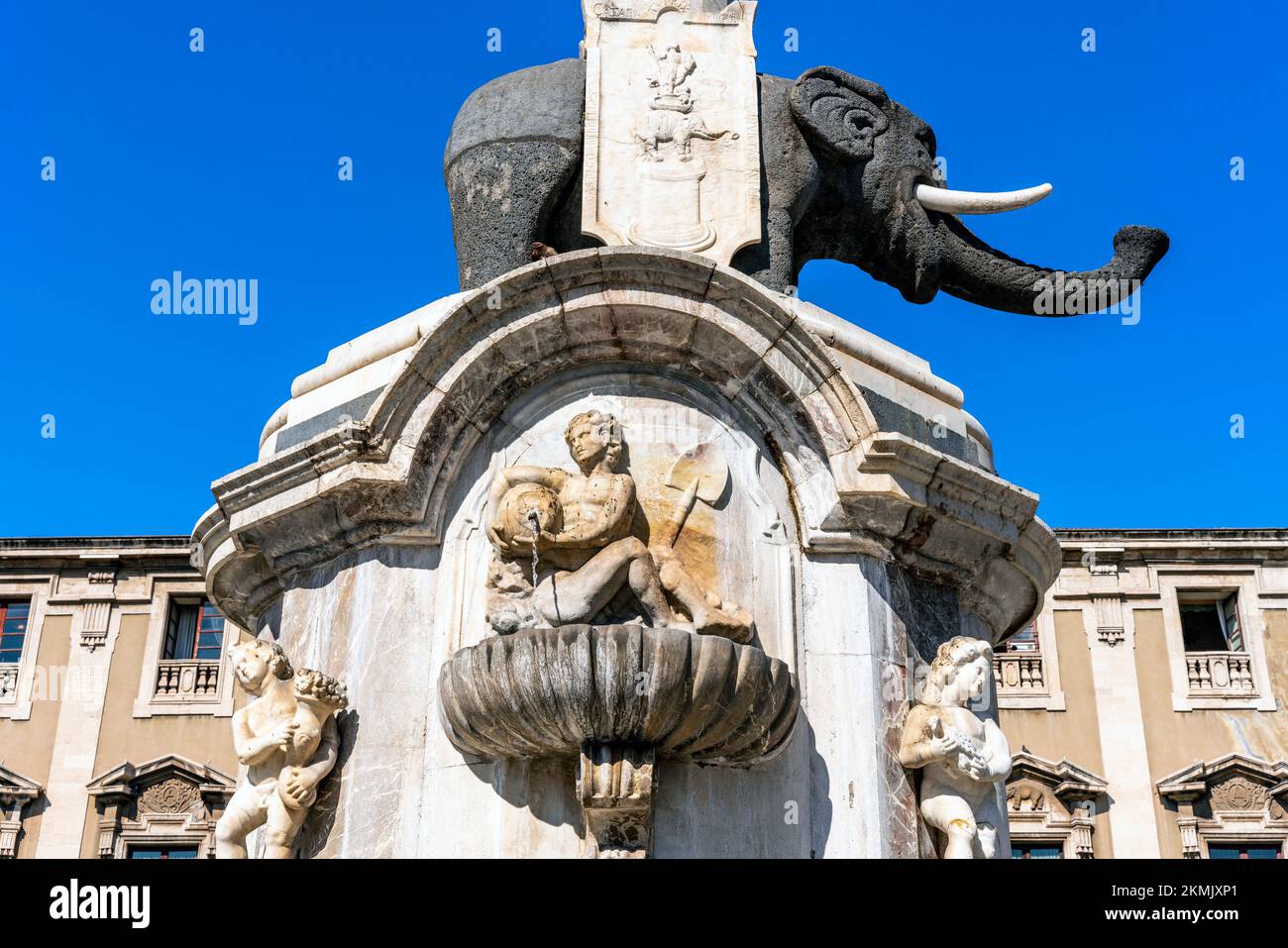 Fontana dell Elefante (Elefantenbrunnen), Piazza del Duomo, Catania, Sizilien, Italien. Stockfoto