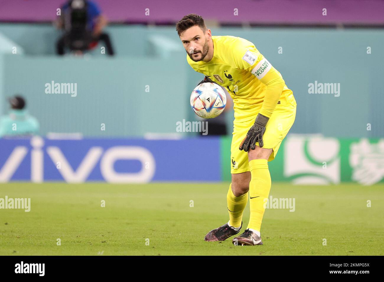 Französischer Torwart Hugo Lloris während der FIFA-Weltmeisterschaft 2022, Fußballspiel der Gruppe D zwischen Frankreich und Dänemark am 26. November 2022 im Stadium 974 in Doha, Katar - Foto: Jean Catuffe/DPPI/LiveMedia Stockfoto
