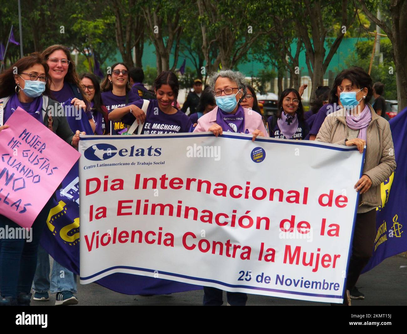 Lima, Peru. 25.. November 2022. Tausende von Frauen gingen im Rahmen der Aktivitäten des Internationalen Tages zur Beseitigung der Gewalt gegen Frauen auf die Straße von Lima, ein Ereignis, das jährlich am 25. November begangen wird, dem Tag, an dem die drei Mirabal-Schwestern (Patria, Minerva und María Teresa) ermordet wurden. In der Dominikanischen Republik am 1960. Kredit: Fotoholica Press Agency/Alamy Live News Stockfoto