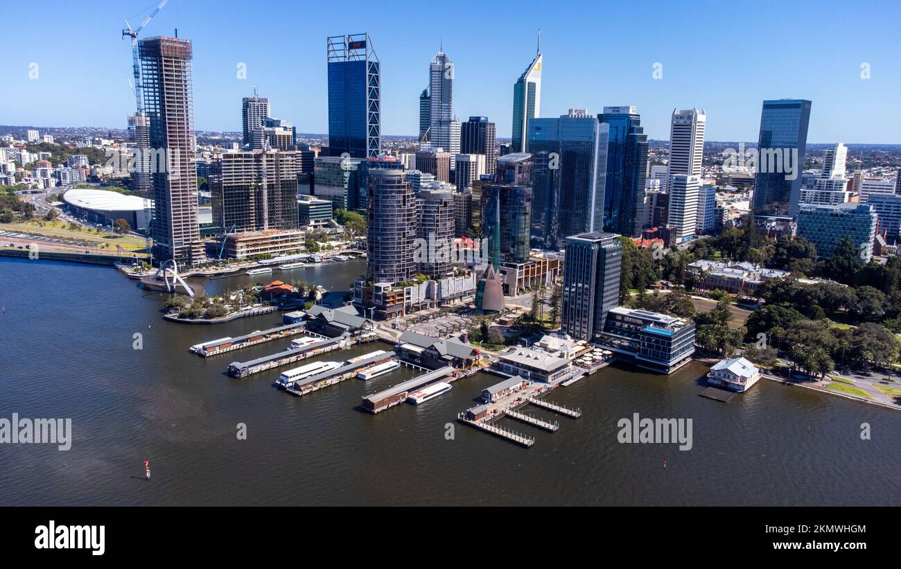 Luftaufnahme der Innenstadt von Perth, WA, Australien Stockfoto