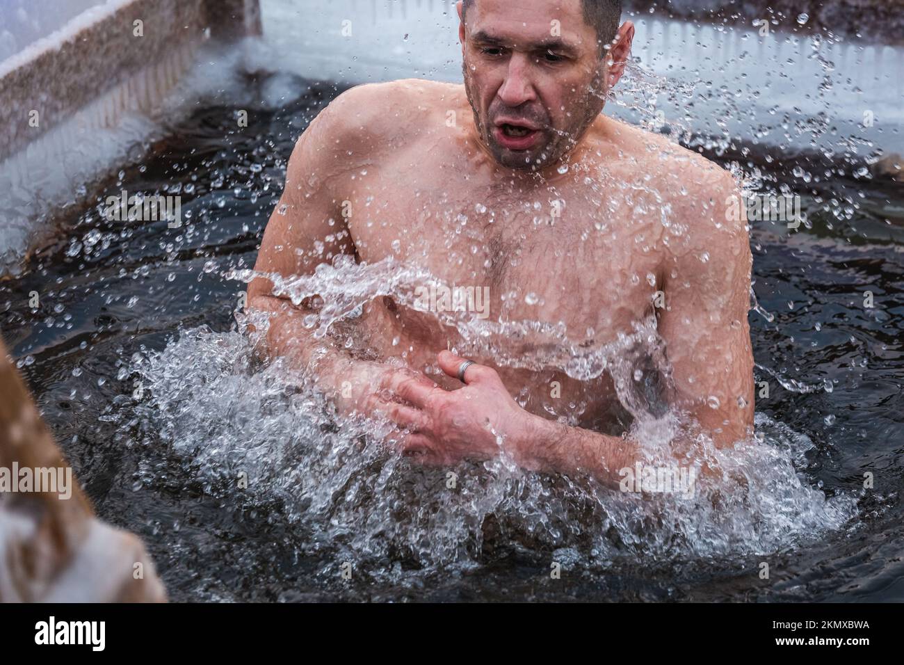 Wintertaufe in Minsk Weißrussland Stockfoto