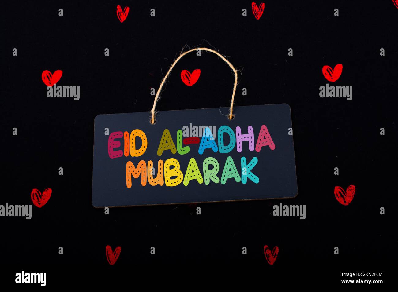 Muslimischen Feiertag Festival der Opfer, Happy Eid al-Adha, hat keine bestimmte Zeitdauer und Mubarak Wortlaut Stockfoto