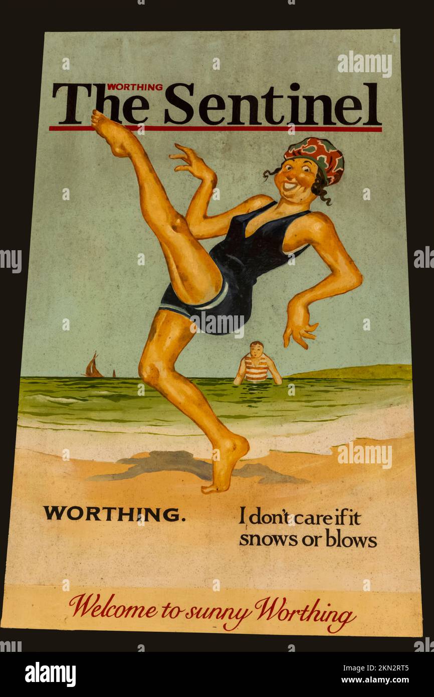 England, Sussex, Bluebell Railway, Horsted Keynes Station, Vintage Poster Advertising Service to Worthing Stockfoto