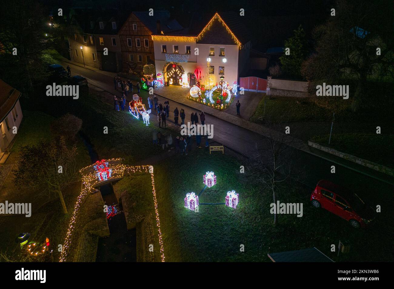 Lichterhaus zur Weihnacht in Ottmannshausen im Weimarer Land Stockfoto