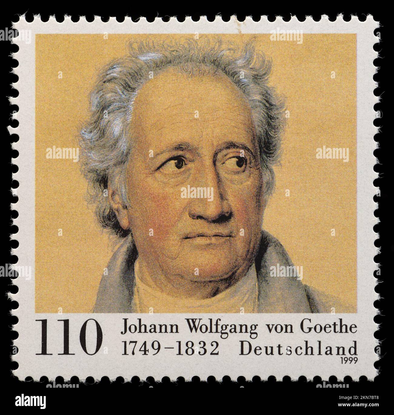 Deutsche Briefmarke (1999) : Johann Wolfgang von Goethe (1749-1832), Dichter und Dramatiker, zum 250.. Geburtstag. Porträt von Joseph Stieler Stockfoto