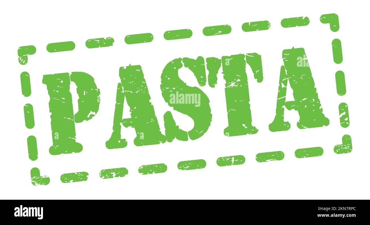 PASTA-Text auf grünem Stempelschild. Stockfoto