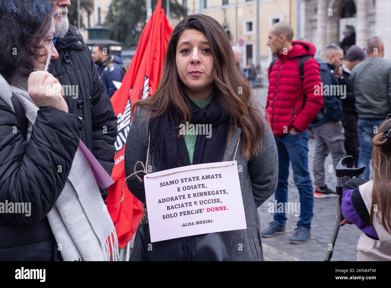 Rom, Italien. 26.. November 2022. Demonstration der Vereinigung „Non Una Di Meno“ in Rom gegen Gewalt gegen Frauen (Kreditbild: © Matteo Nardone/Pacific Press via ZUMA Press Wire) Stockfoto
