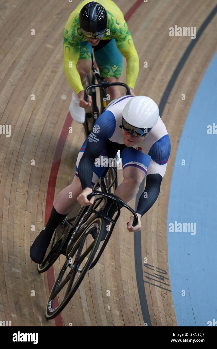 Jack CARLIN aus Schottland beim Sprint-Radfahren der Männer bei den Commonwealth-Spielen 2022 im Velodrome, Queen Elizabeth Olympic Park, London. Stockfoto