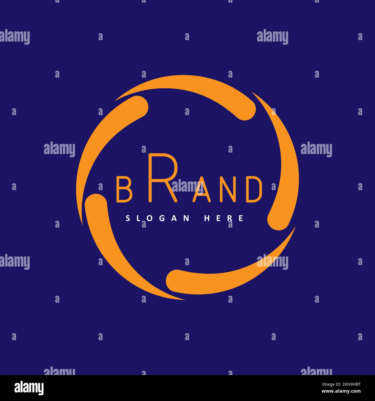 Rundes Logo, kreisförmiges Markenlogo, orangefarbenes Vektorlogo mit Spiraldesign Stockfoto