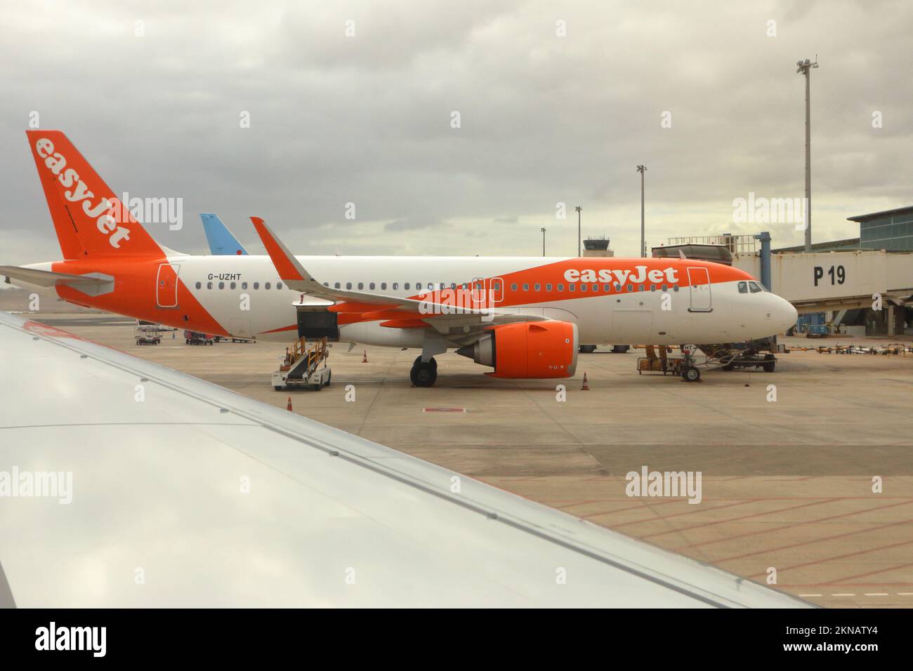 EasyJet am Flughafen Fuerteventura (El Matorral) Stockfoto