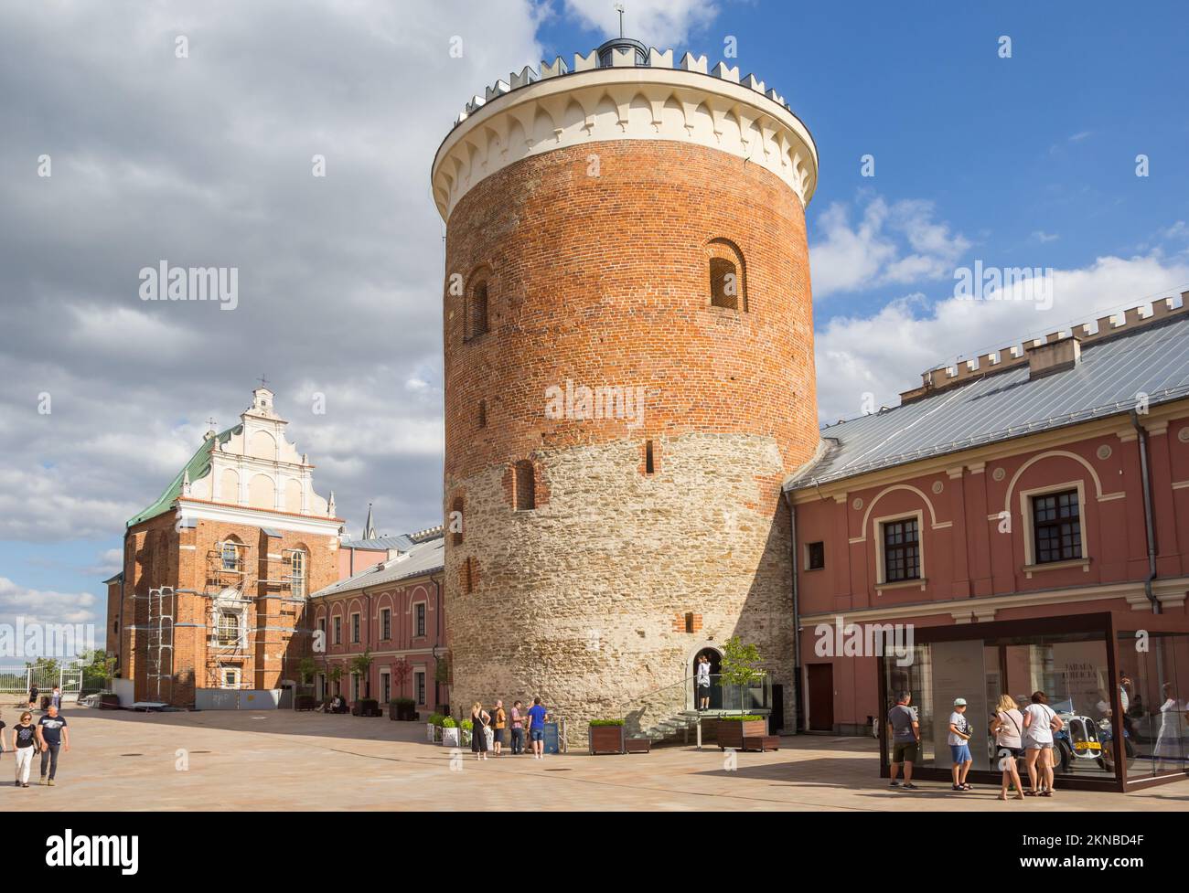 Turm im Innenhof der historischen Burg in Lublin, Polen Stockfoto