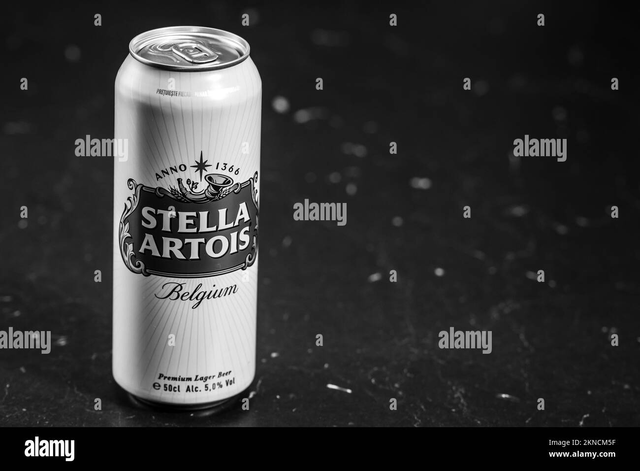 Stella Artois Bierdose. Bukarest, Rumänien, 2023 Stockfoto