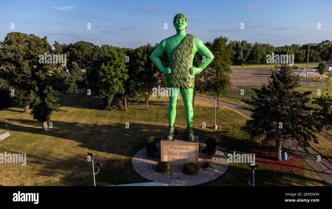 Statue des Grünen Riesen in Blue Earth, Minnesota, USA Stockfoto