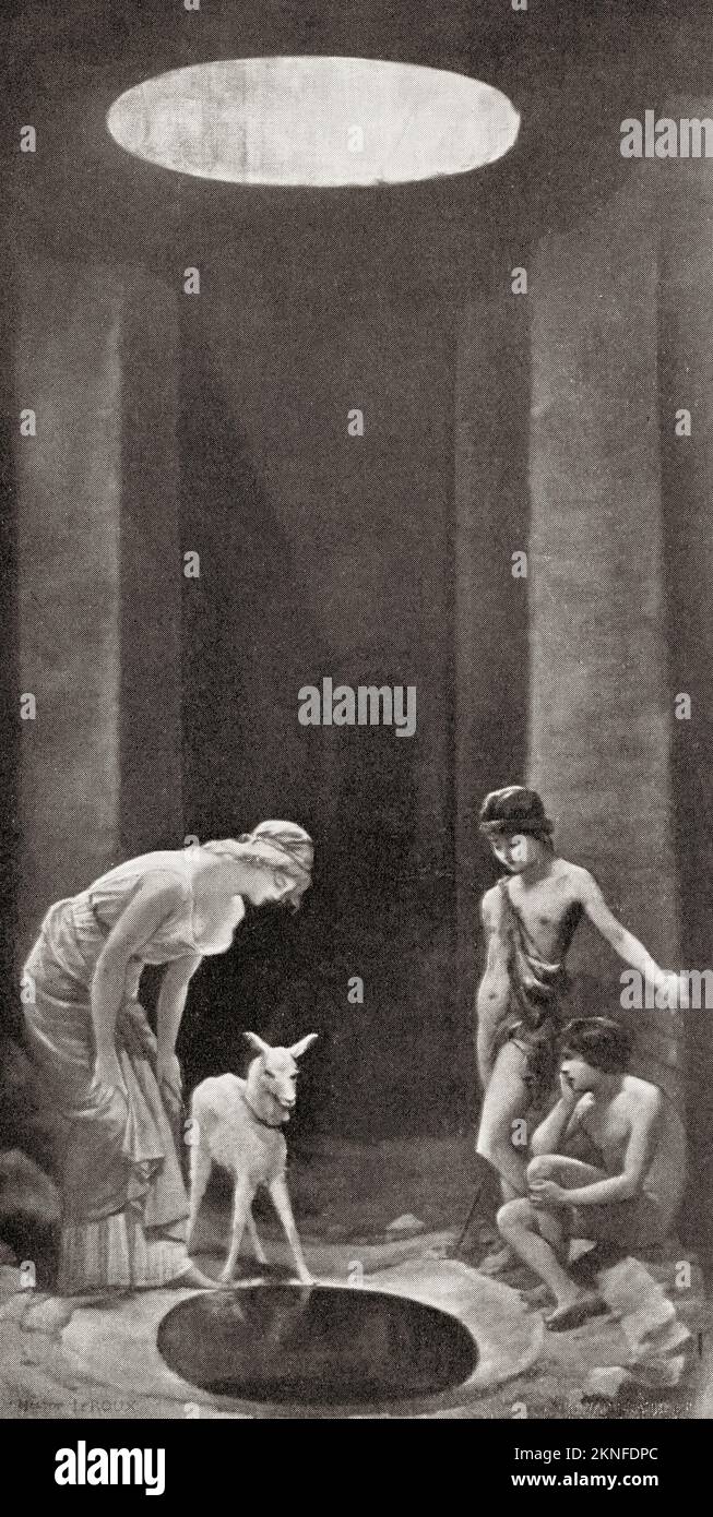 Das Lupercal, eine Höhle am südwestlichen Fuß des Palatin-Hügels in Rom. Die Legende erzählt von der Gründung Roms, als Romulus und Remus dort von der Wölfin gefunden wurden, die sie gesaugt hat, bis sie vom Hirten Faustulus gerettet wurden. Stockfoto