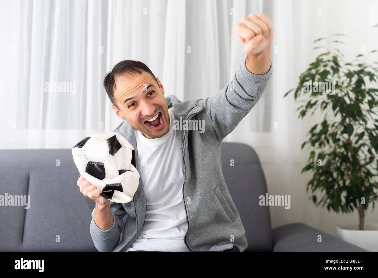 Fan Sport Player feiert im Hintergrund Stockfoto