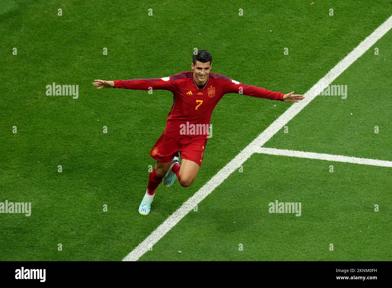 Der spanische Alvaro Morata feiert seine Feier, nachdem er während des