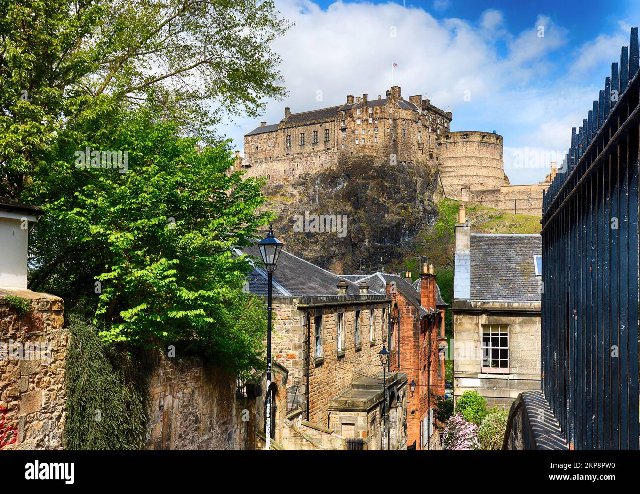 Edinburgh Castle mit Vennel Street, Schottland - niemand Stockfoto