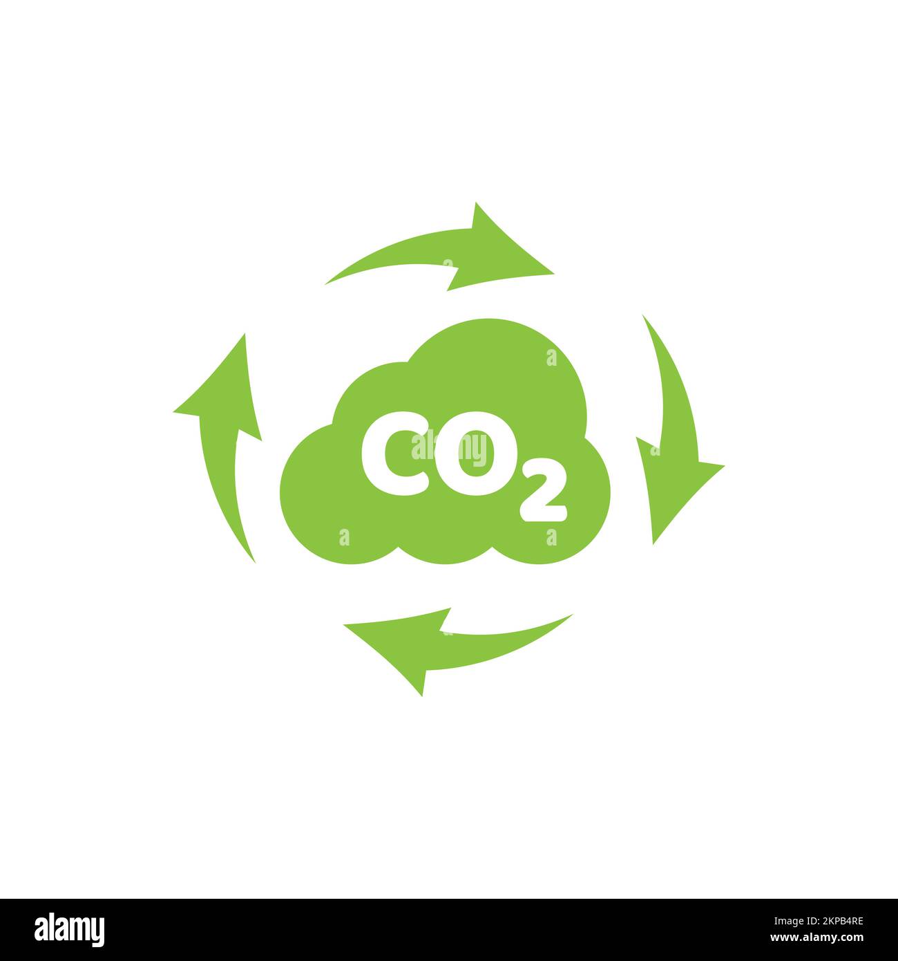 Vektorsymbol für CO2-Punktewolken und Pfeile. Symbol „Kohlendioxidverschmutzungszyklus gefüllt“. Stock Vektor