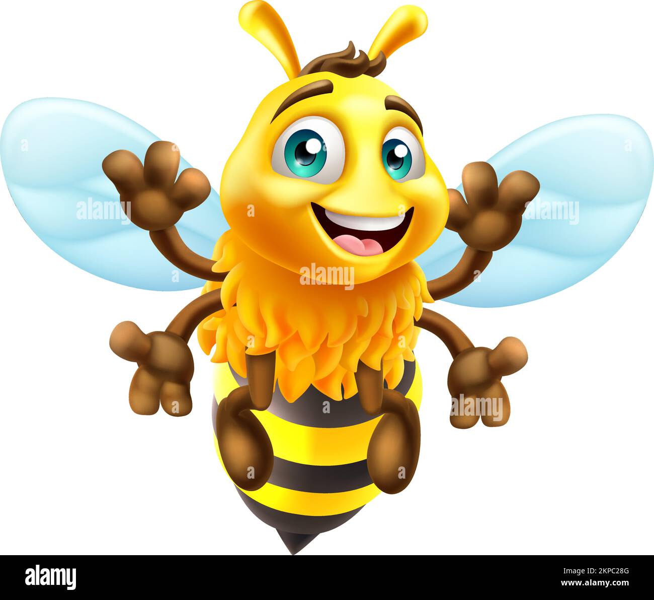 Honey Bumble Bee Cartoon Bumblebee Süße Maskottchen Stock Vektor