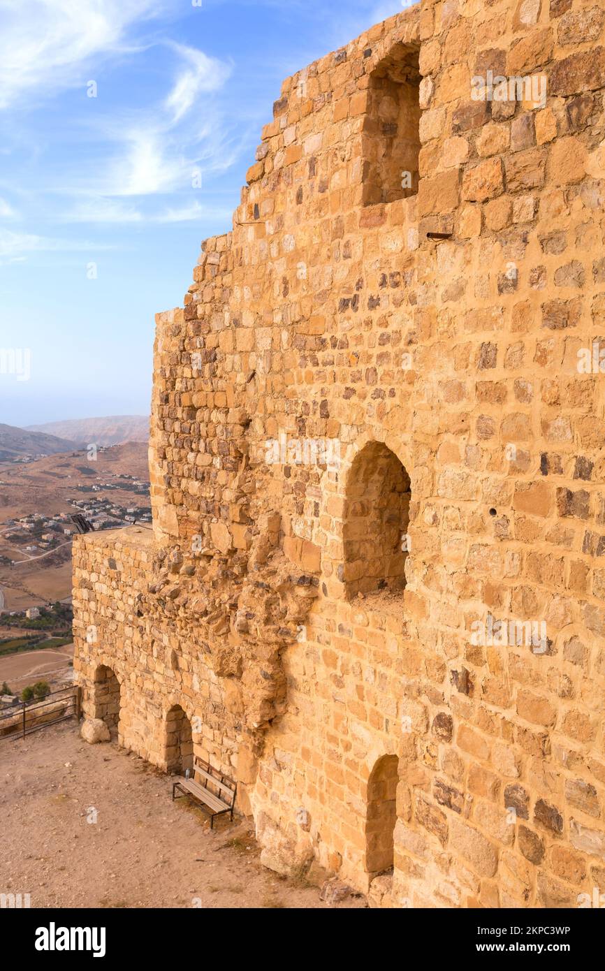 Al Karak, Jordan mittelalterliche Kreuzritter Burg im Zentrum der Stadt Stockfoto