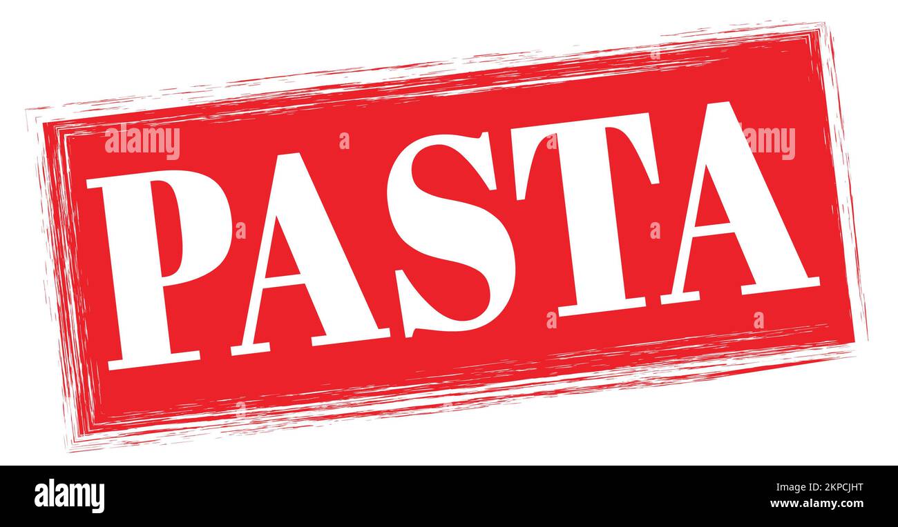 PASTA-Text auf rotem rechteckigem Stempelzeichen. Stockfoto