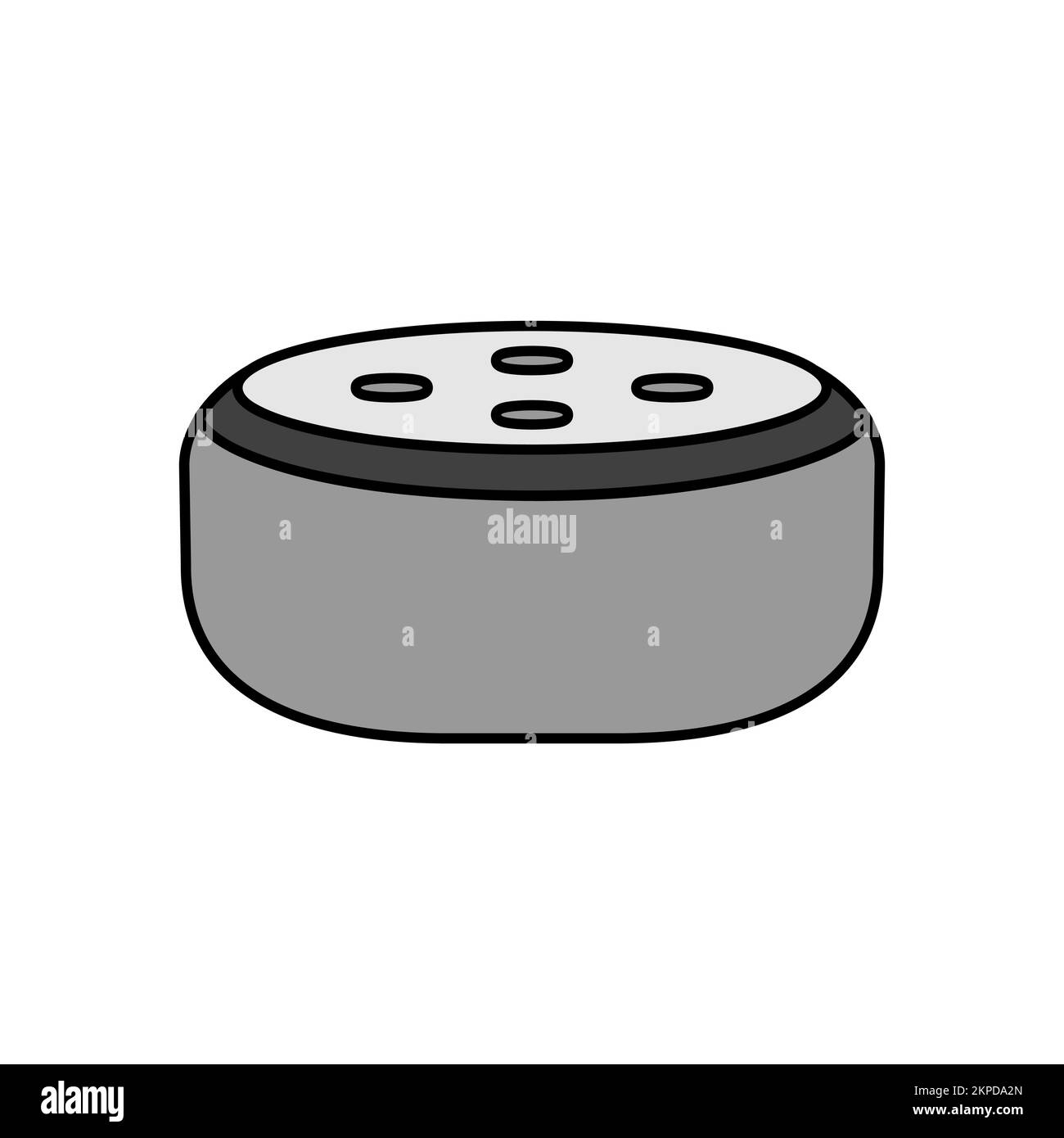 Kleiner intelligenter Lautsprecher mit Spracherkennung, Farbvektor, Graustufensymbol. Grafiksymbol für Musik und Sound Website und Apps Design, Logo, App, UI Stock Vektor