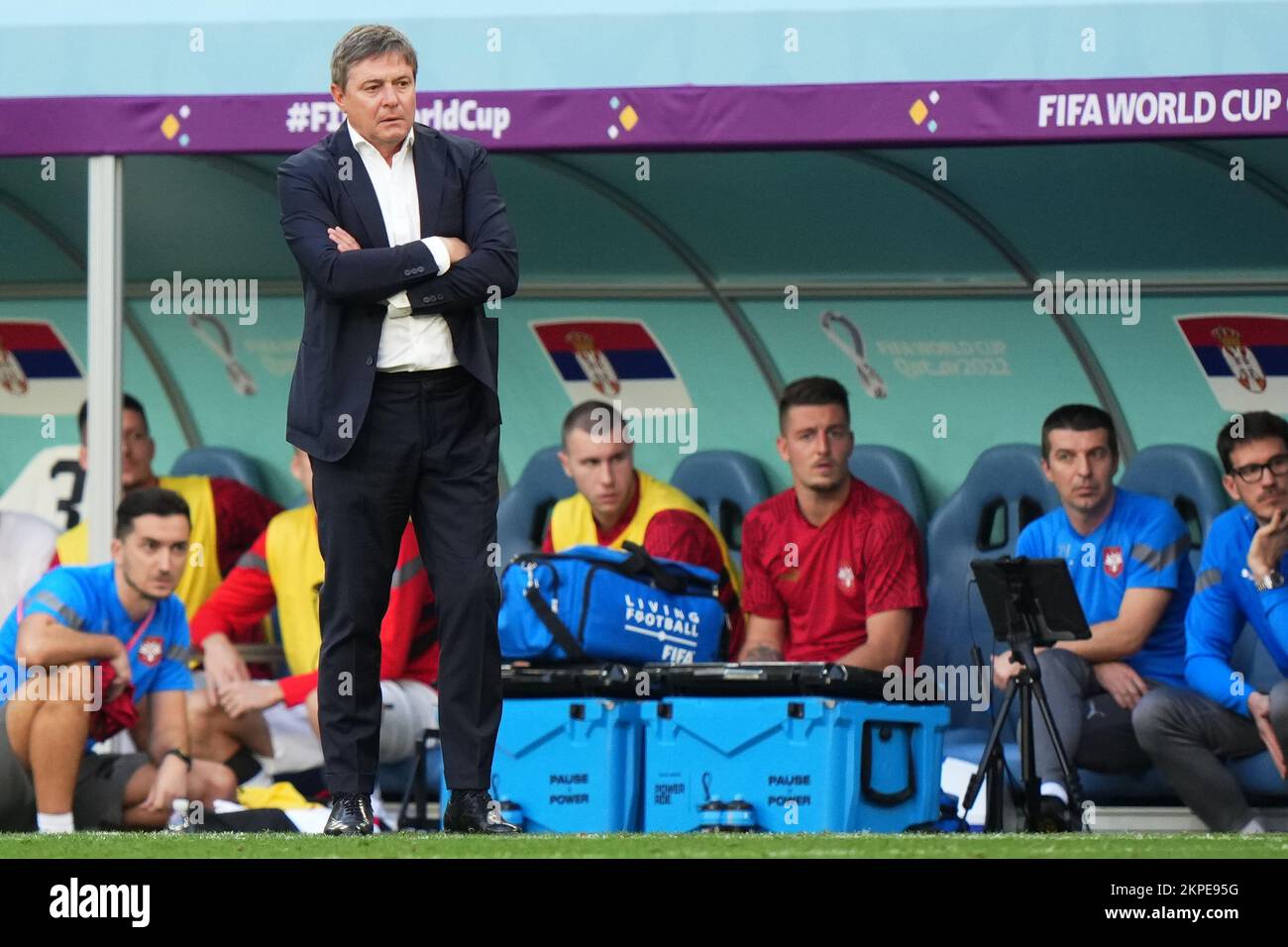 Serbiens Cheftrainer Dragan Stojkovic während des FIFA ...