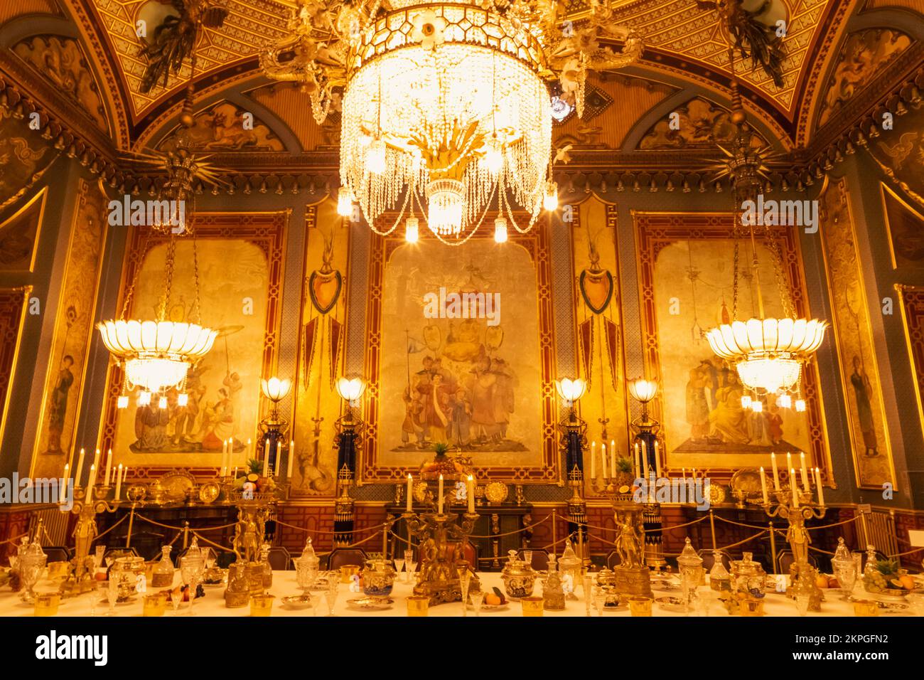 England, East Sussex, Brighton, Der Königliche Pavillon, Bankettsaal Stockfoto