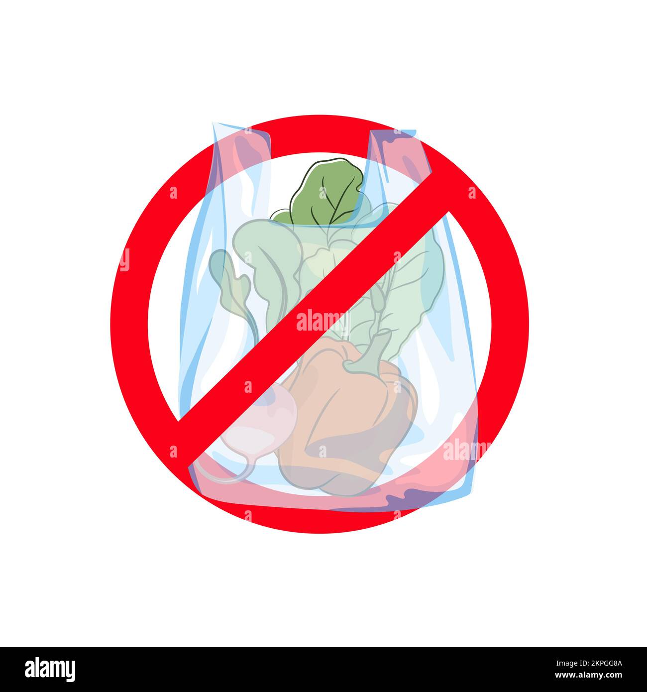 PLASTIKTÜTE mit Gemüse durchstrichen Erde Global Ecological ...