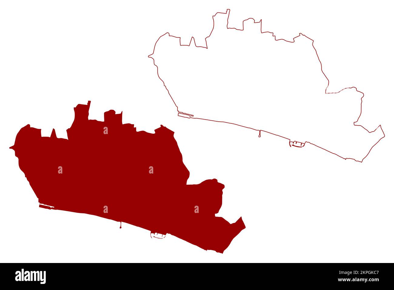 Brighton and Hove City and Unitary Authority (Vereinigtes Königreich Großbritannien und Nordirland, Ceremonial County East Sussex, England) Kartenvektor Stock Vektor