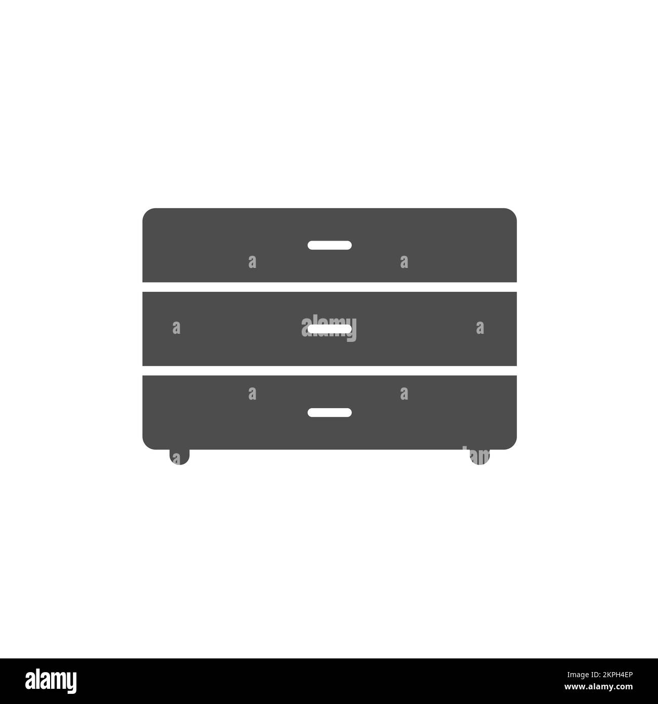 Silhouettenvektorsymbol auf der Kommode isoliert auf weiß Stock Vektor