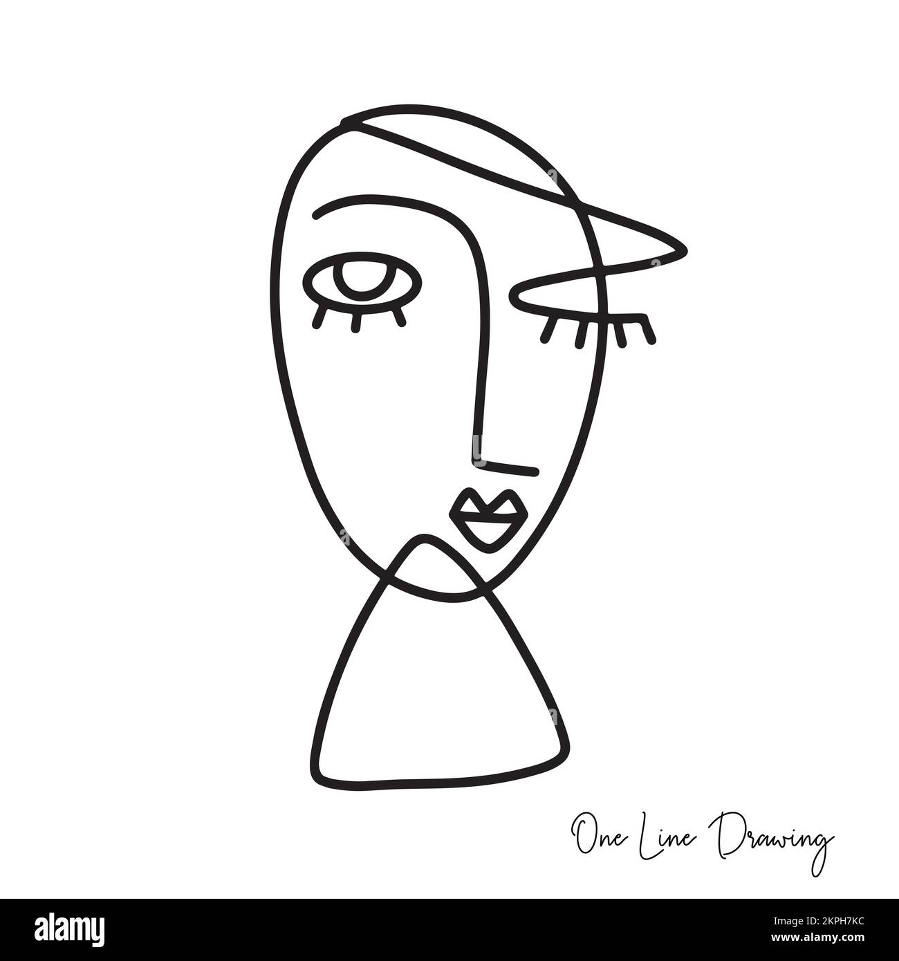 Mode Kubismus eine Linie Zeichnung menschlichen Gesichts Stock Vektor